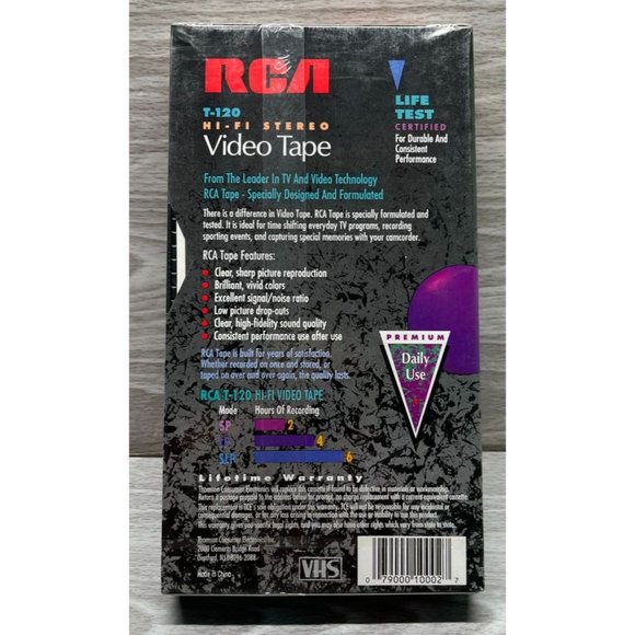 RCA 6 Hour VHS Video Tape T-120 Hi-Fi Stereo Premium Blank New Sealed - Picture 2 of 5